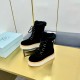 Prada Suede Shearling Flatform Ranger Boots