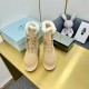 Prada Suede Shearling Flatform Ranger Boots