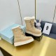 Prada Suede Shearling Flatform Ranger Boots