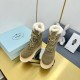 Prada Suede Shearling Flatform Ranger Boots