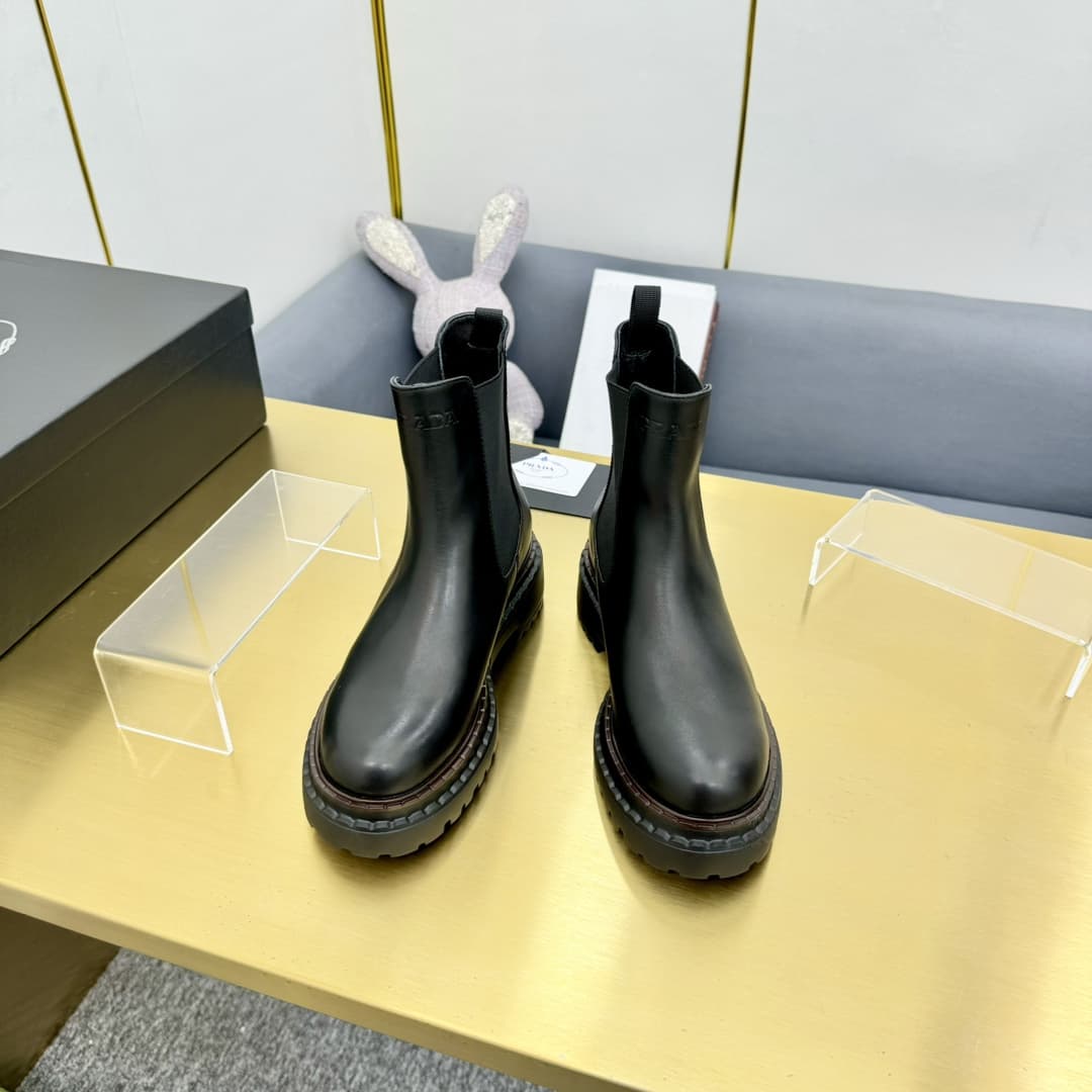 Prada Leather Chelsea Ankle Boots