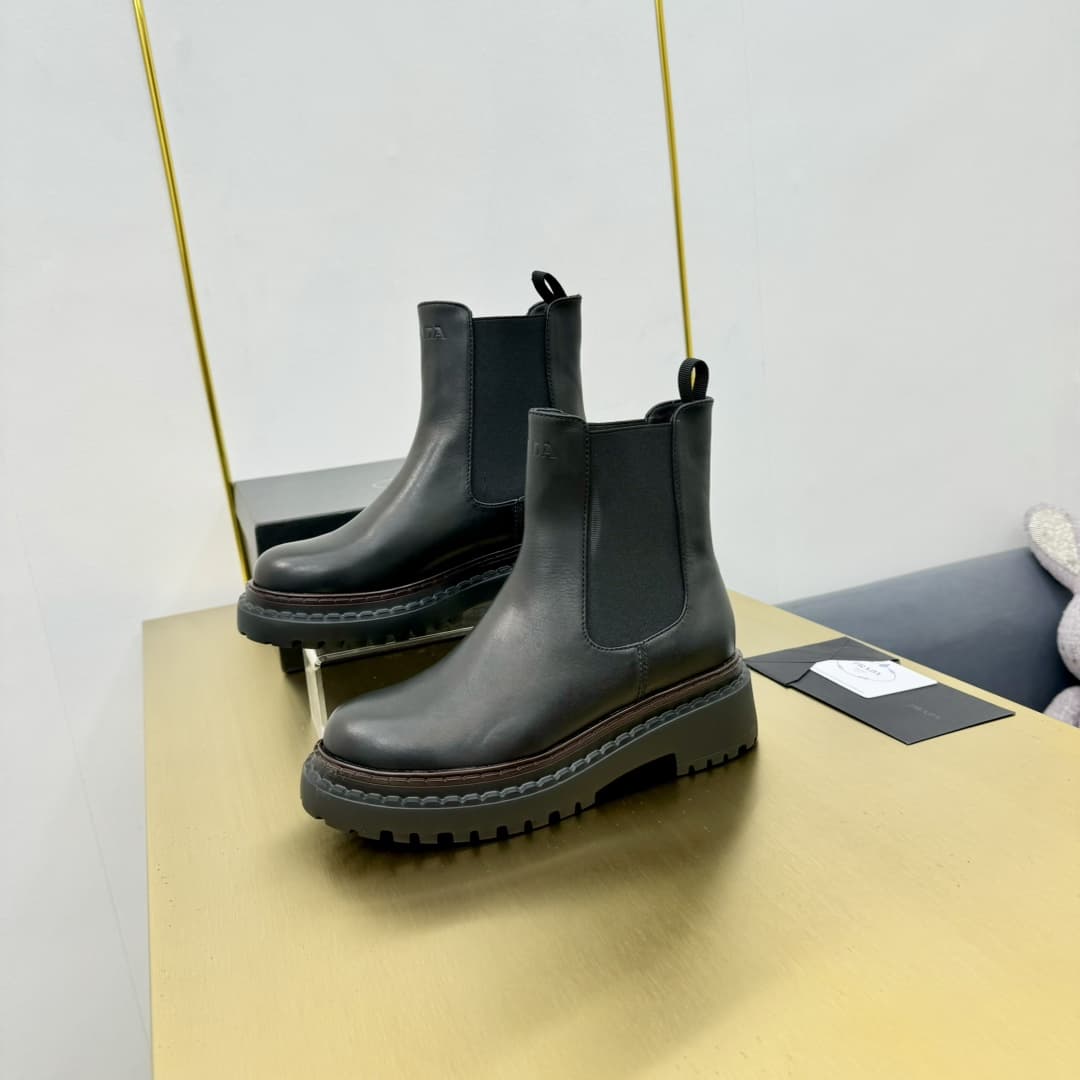 Prada Leather Chelsea Ankle Boots