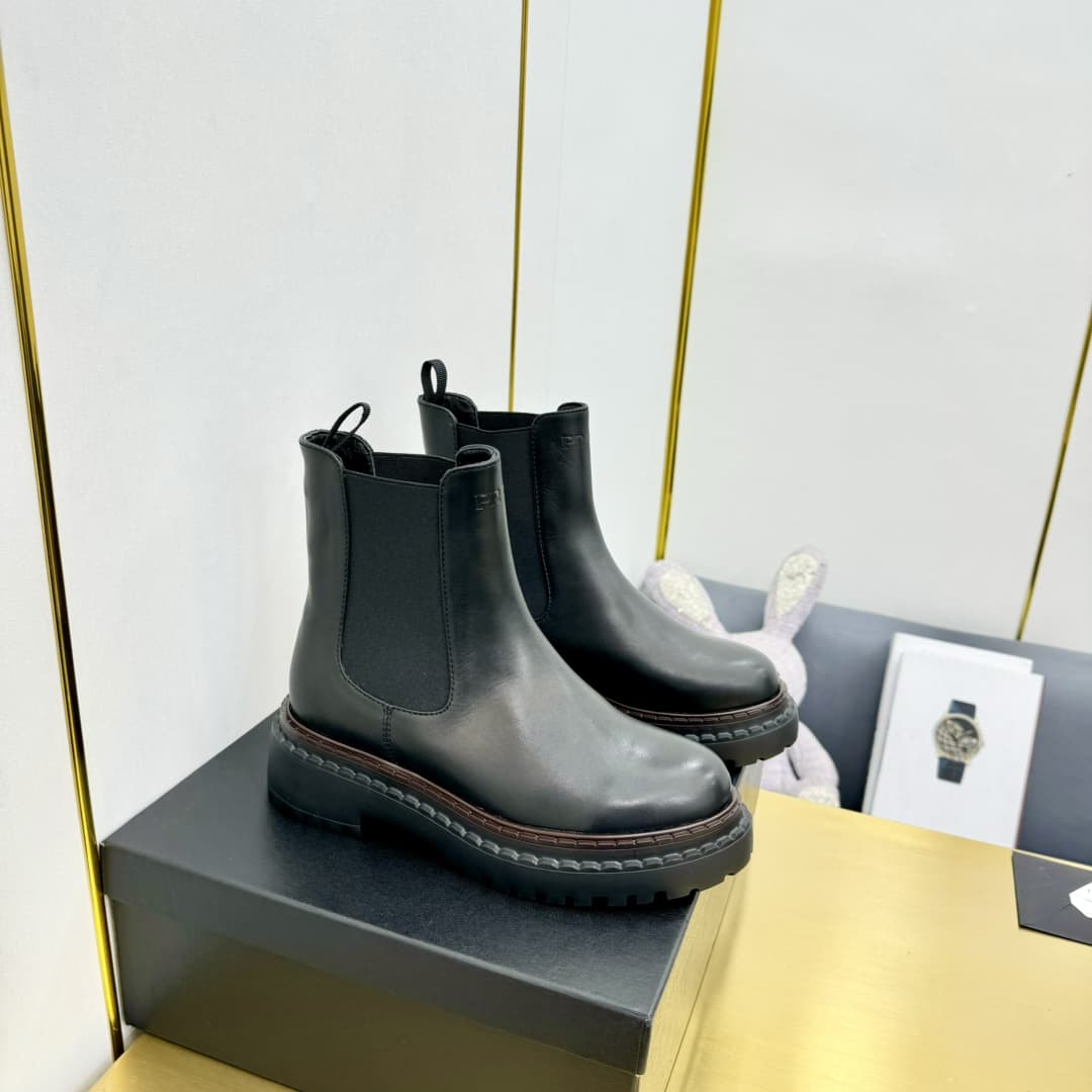 Prada Leather Chelsea Ankle Boots