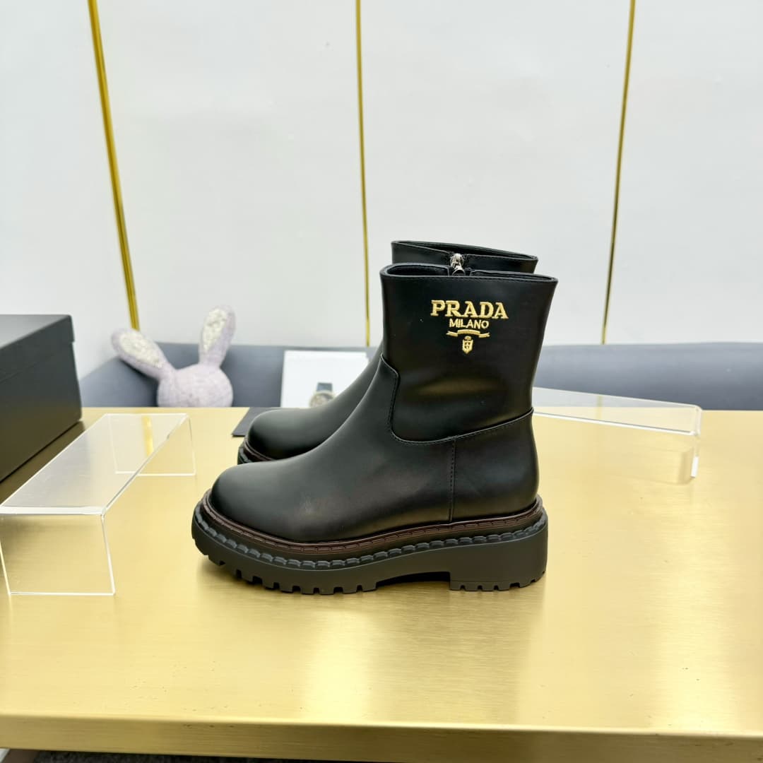 Prada Leather Chelsea Ankle Boots