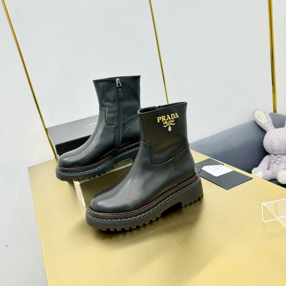 Prada Leather Chelsea Ankle Boots