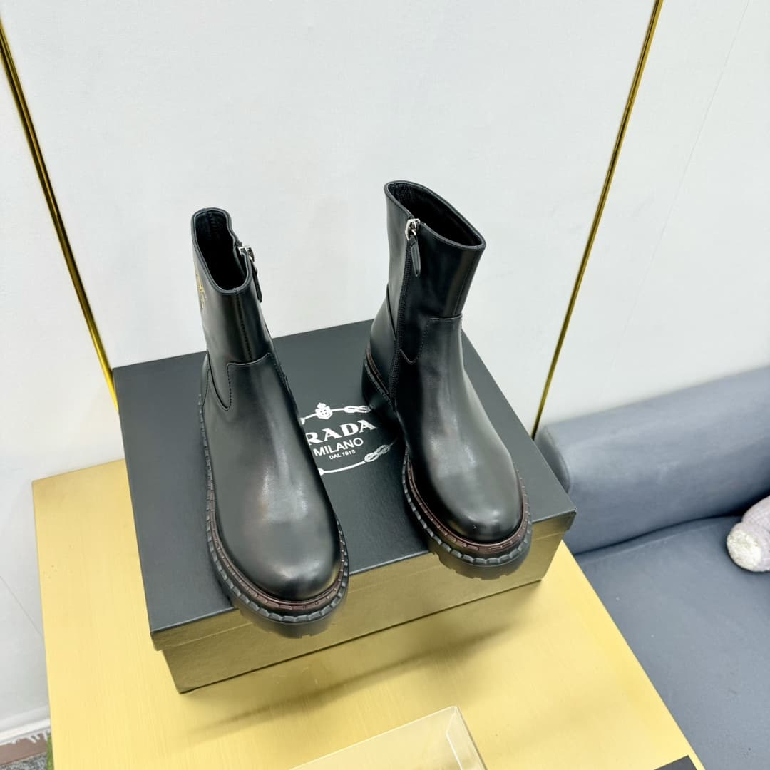 Prada Leather Chelsea Ankle Boots