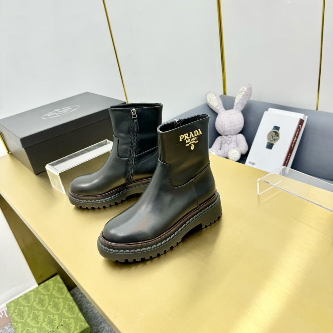 Prada Leather Chelsea Ankle Boots