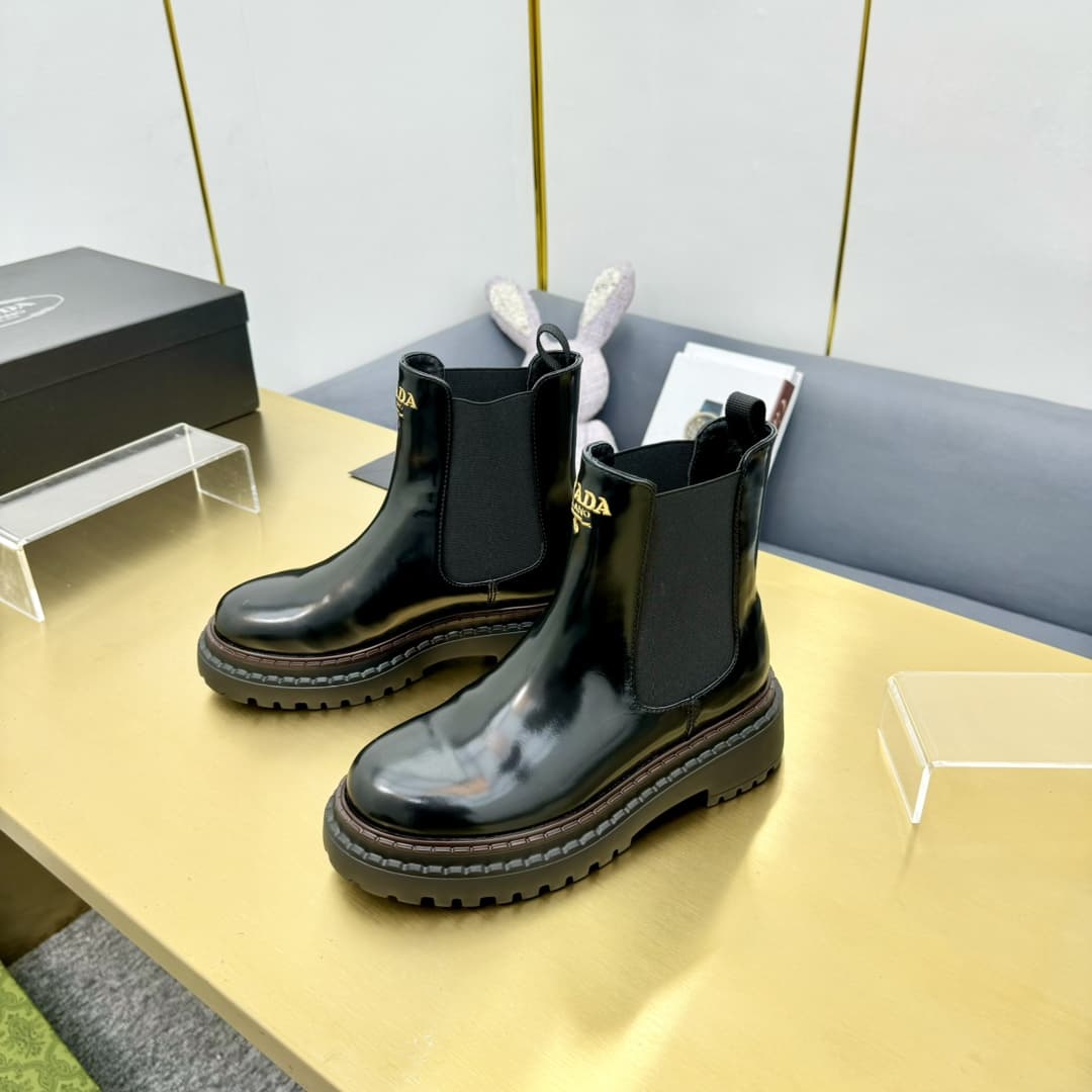 Prada Leather Chelsea Ankle Boots