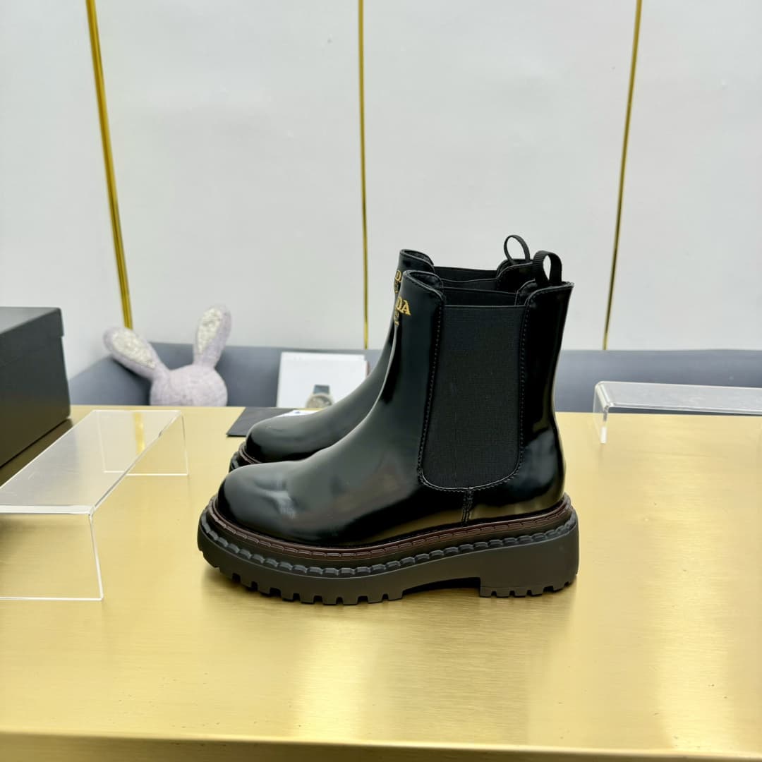 Prada Leather Chelsea Ankle Boots