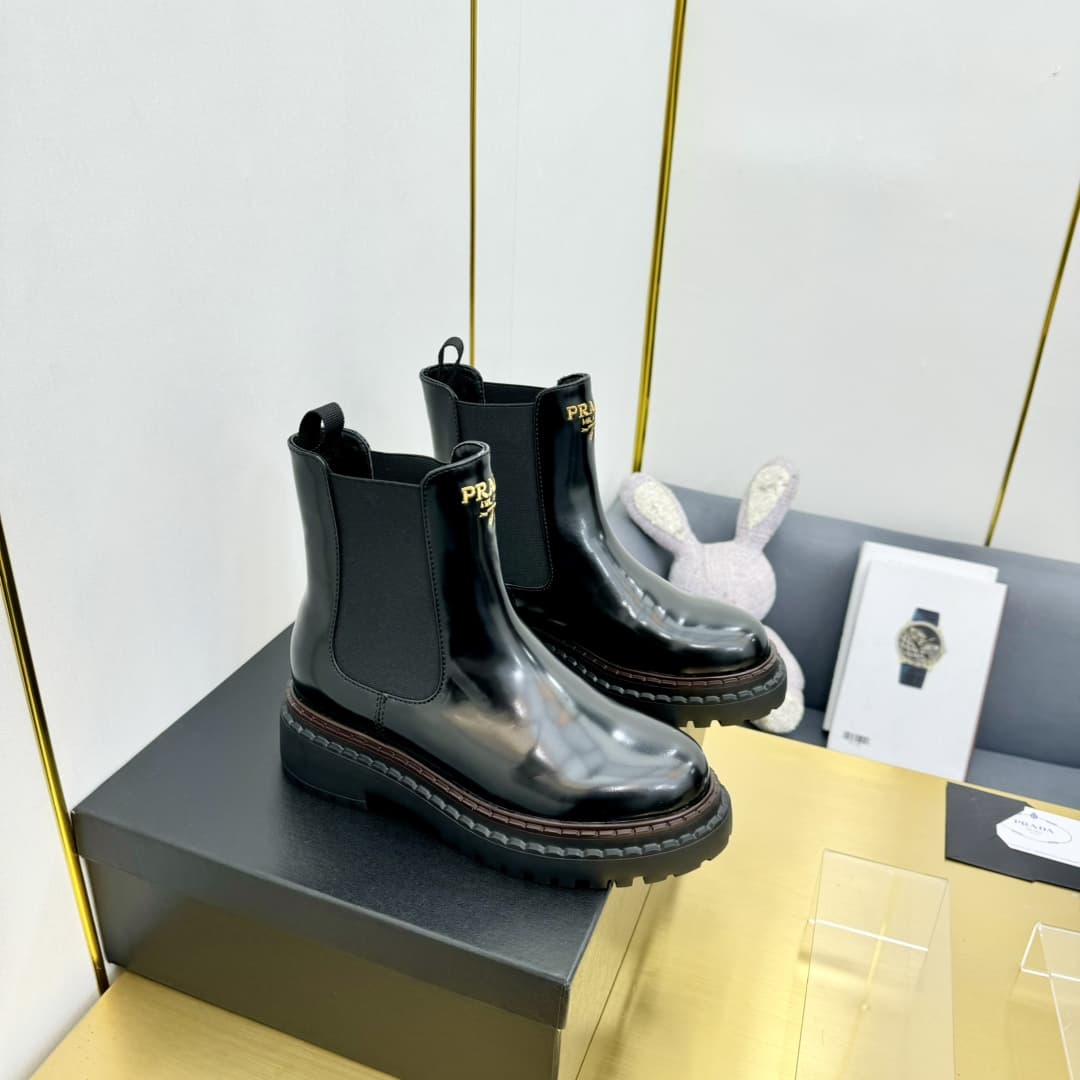 Prada Leather Chelsea Ankle Boots