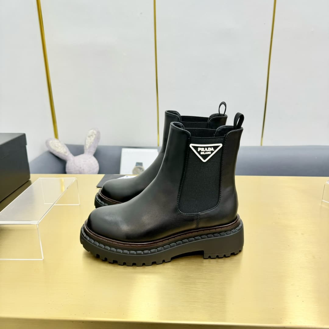 Prada Leather Chelsea Ankle Boots