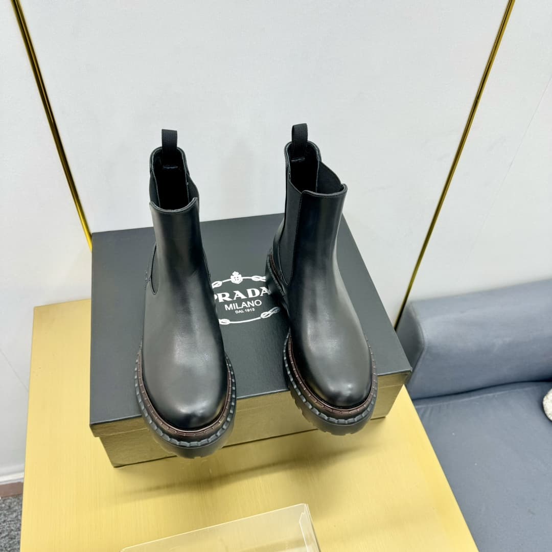 Prada Leather Chelsea Ankle Boots