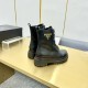 Prada Leather Chelsea Ankle Boots Lace-up