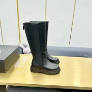 Prada Leather Chelsea Knee-High Boots