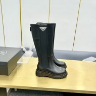 Prada Leather Chelsea Knee-High Boots