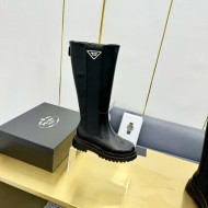 Prada Leather Chelsea Knee-High Boots