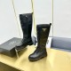 Prada Leather Chelsea Knee-High Boots Lace-up