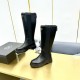 Prada Leather Chelsea Knee-High Boots