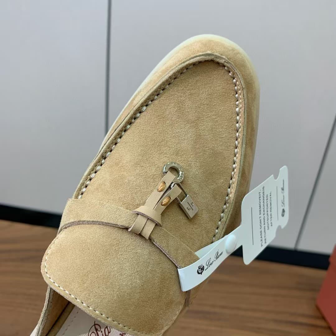 Loro Piana Suede Flat Mules in Beige