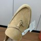 Loro Piana Suede Flat Mules in Beige