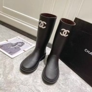 Chanel Rain Wellington Rubber Boots in Black