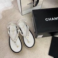 Chanel Lambskin Chain CC Thong Espadrille Sandals