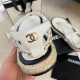 Chanel Lambskin Chain CC Thong Espadrille Sandals