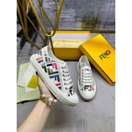 Fendi Domino Multicolor embroidered canvas low-tops