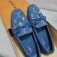 Louis Vuitton Gloria Flat Loafer In Blue Denim