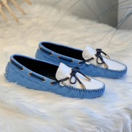 Louis Vuitton Gloria Flat Loafer In Blue/White Leather