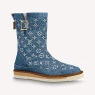 Louis Vuitton Cosy Boot In Blue Monogram Denim For Men