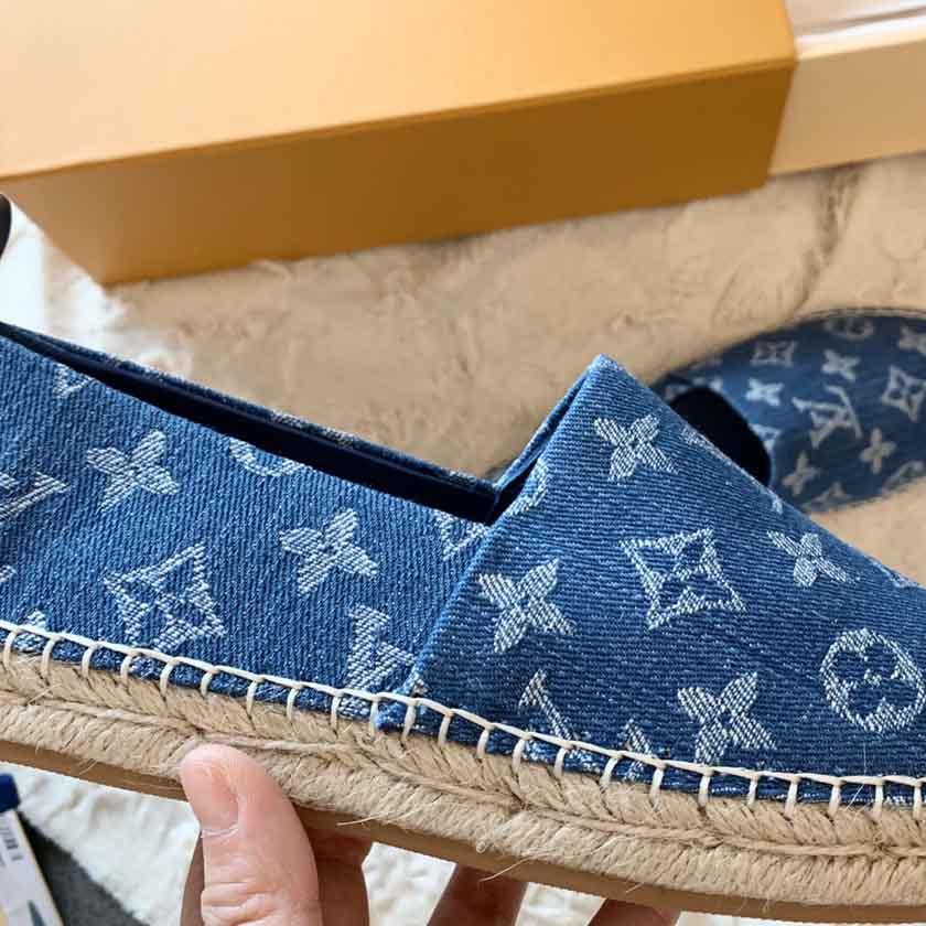 Louis Vuitton Starboard Flat Espadrille In Pink Monogram Denim