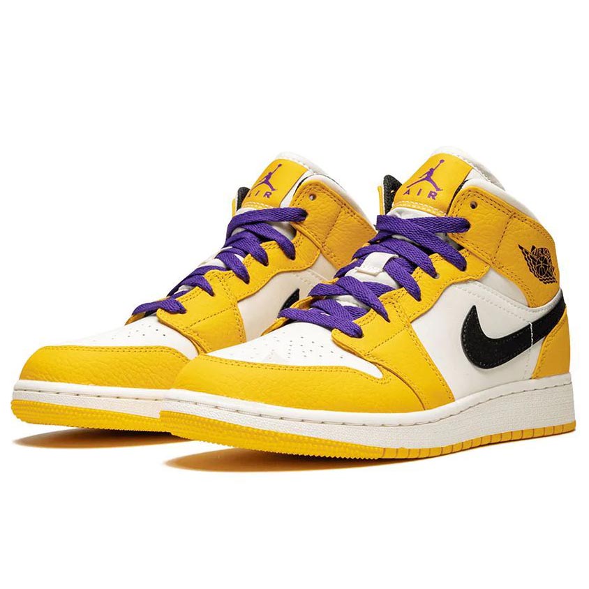 Air Jordan 1 Retro Mid SE GS Lakers yellow BQ6931-700