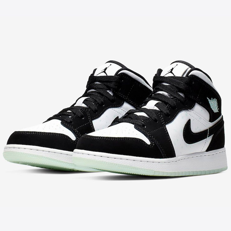 Air Jordan 1 Mid GS Panda White Black Teal Tint BQ6931-103