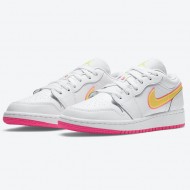 Air Jordan 1 Low GS White Pink Yellow Volt CV4610-100