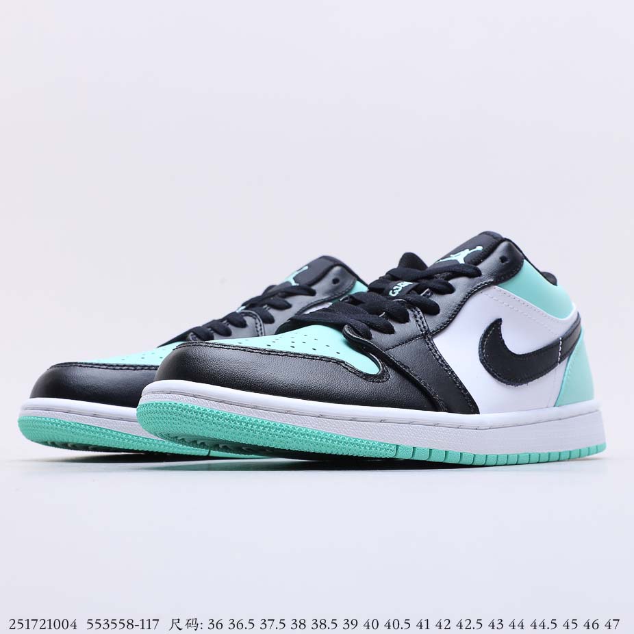 Air Jordan 1 Low White/Emerald Rise-Black 553558-117