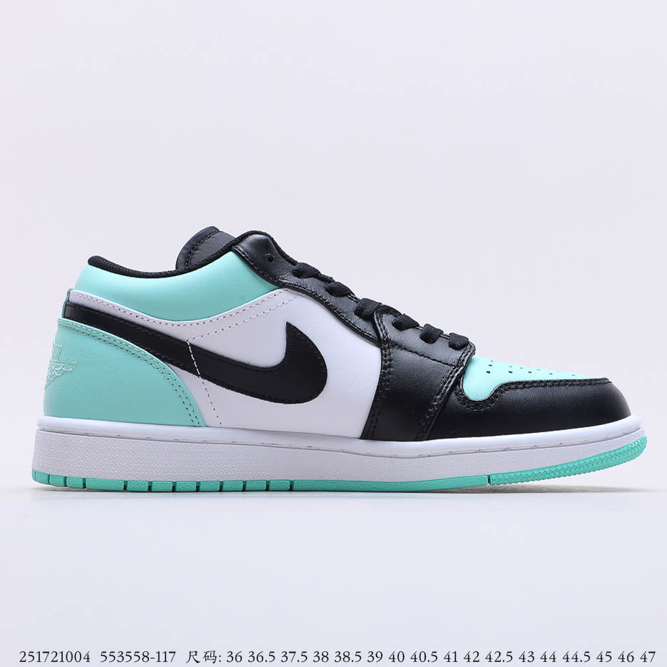 Air Jordan 1 Low White/Emerald Rise-Black 553558-117