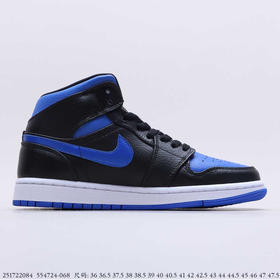 Air Jordan 1 Mid Royal Black Blue 554724-068