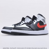 Air Jordan 1 Mid Black Chile Red White 554724-075