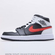 Air Jordan 1 Mid Black Chile Red White 554724-075