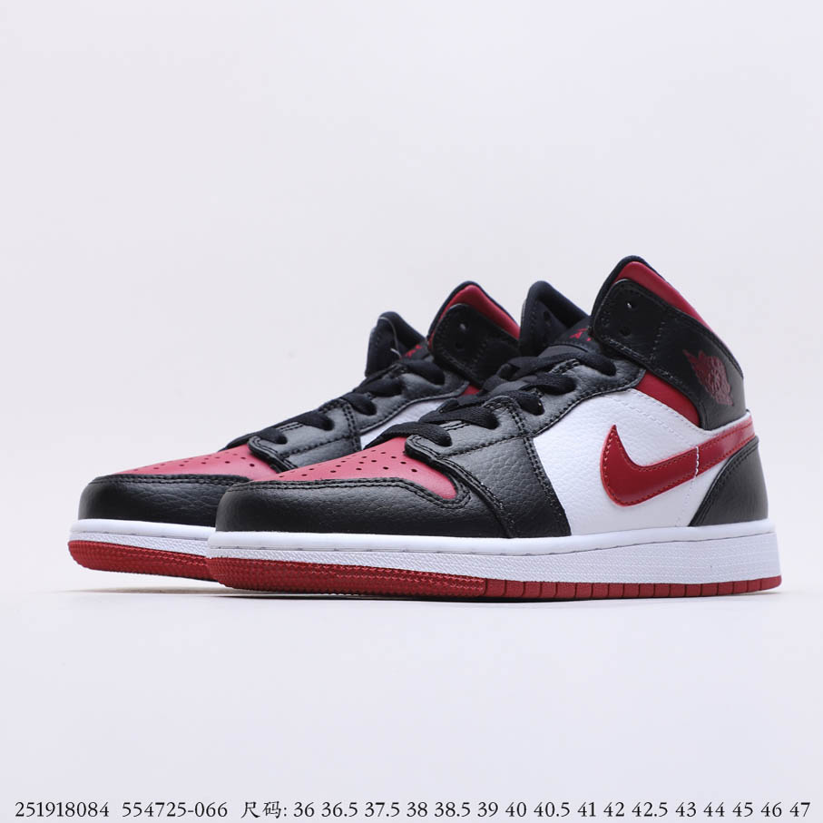 Air Jordan 1 Mid Bred Toe (GS) 554725-066