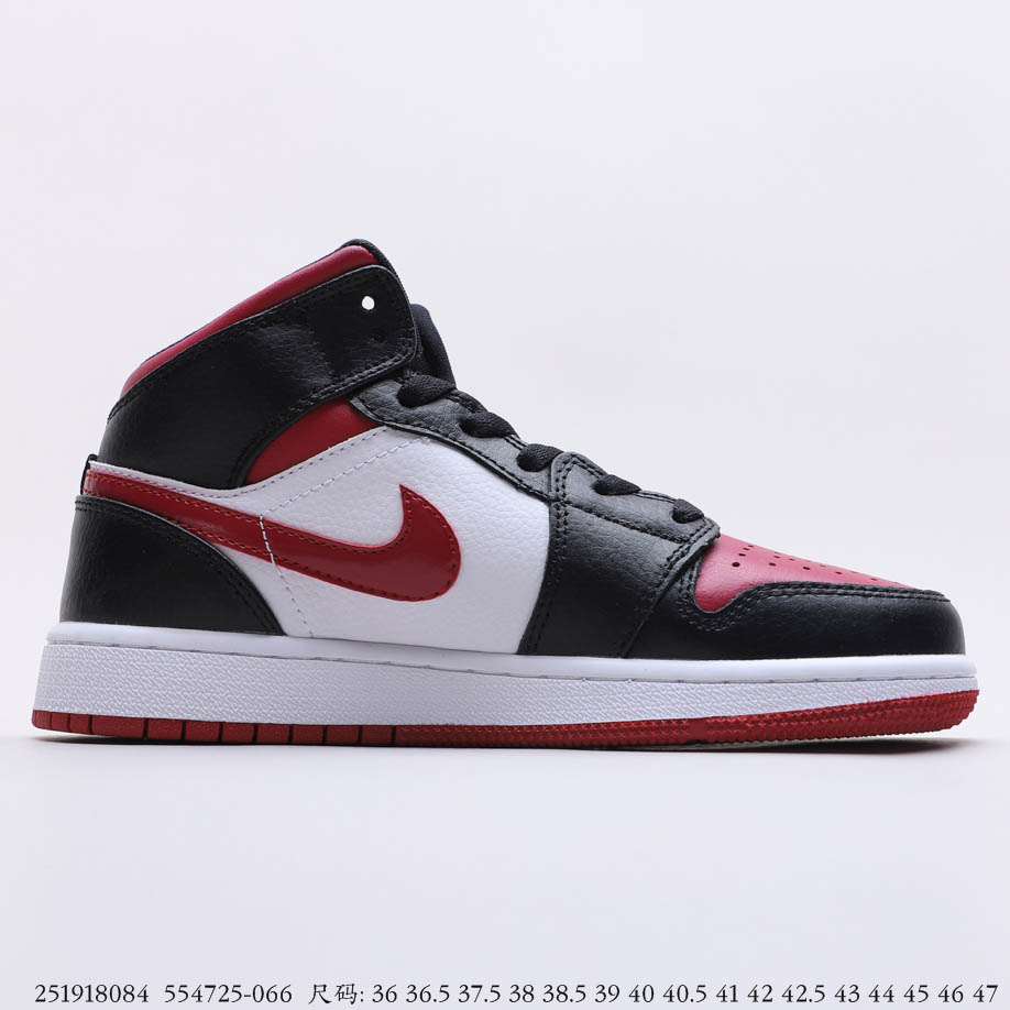 Air Jordan 1 Mid Bred Toe (GS) 554725-066