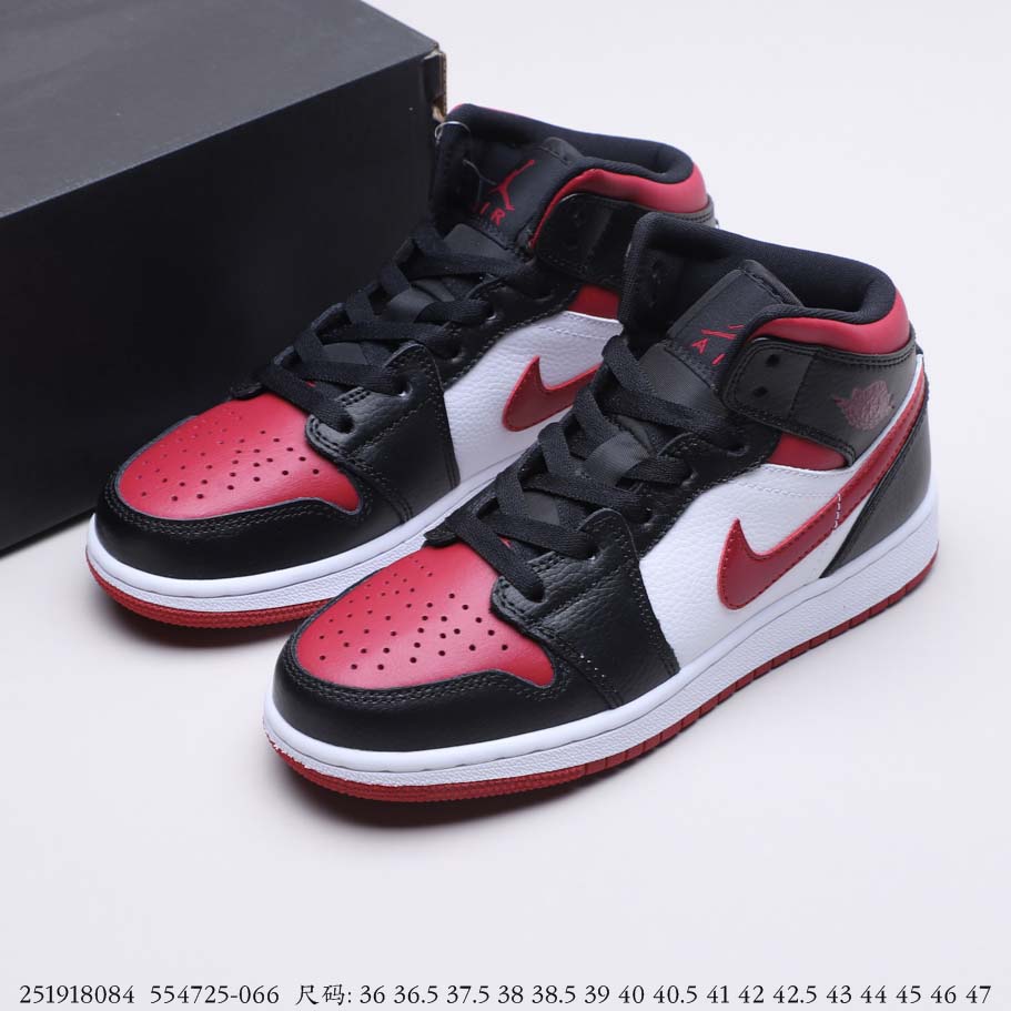 Air Jordan 1 Mid Bred Toe (GS) 554725-066