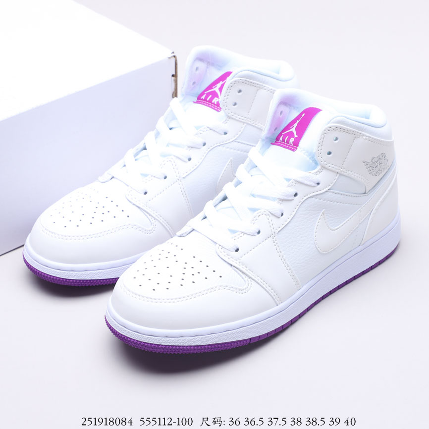 Air Jordan 1 Mid SE White Fuchsia Blast 555112-100