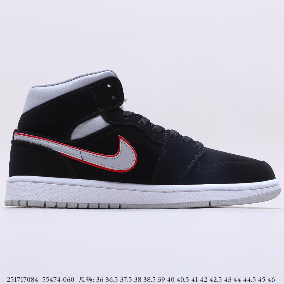 Air Jordan 1 Mid Black Grey Red 554724-060