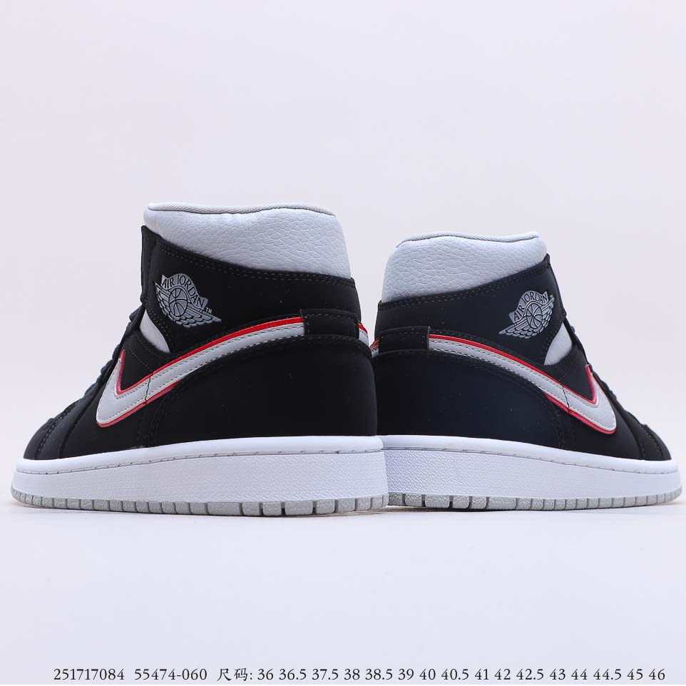 Air Jordan 1 Mid Black Grey Red 554724-060