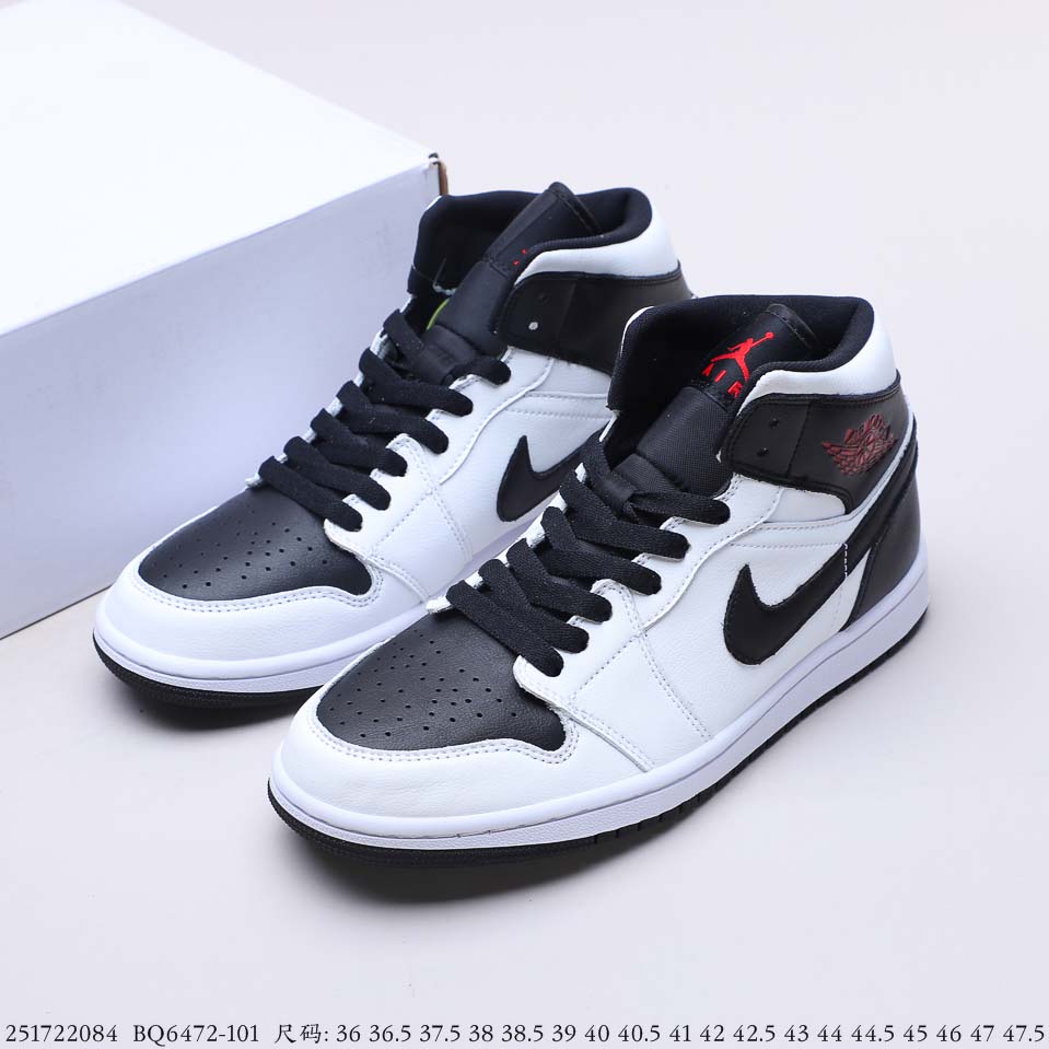 Air Jordan 1 Mid White Black Red BQ6472-101