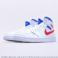 Air Jordan 1 Mid White Red Royal Blue BQ6472-164