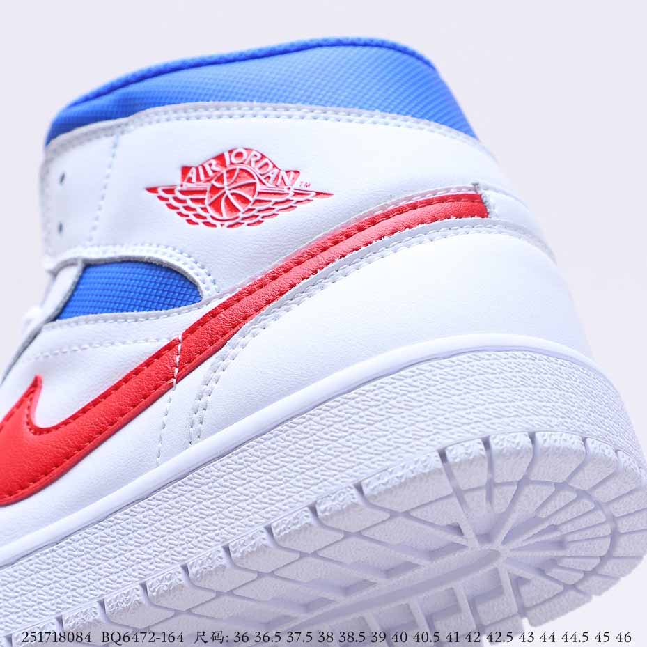 Air Jordan 1 Mid White Red Royal Blue BQ6472-164