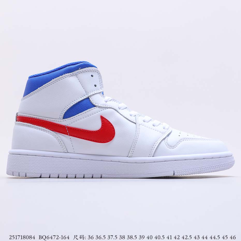 Air Jordan 1 Mid White Red Royal Blue BQ6472-164